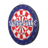 (bewerkbare tekst) NASHVILLE TN White Red Navy Blu Dartbord (Voorkant Rechts)