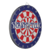(bewerkbare tekst) NASHVILLE TN White Red Navy Blu Dartbord (Voorkant Links)