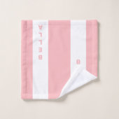Bewerkbare tekst op lichtroze en wit gestreept bad handdoek (Wasdoekje)
