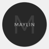 Bewerkbare Tekst Sjabloon voor Monogrammed Naam en Ronde Sticker (Voorkant)