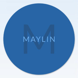 Bewerkbare Tekst Sjabloon voor Monogrammed Naam en Ronde Sticker