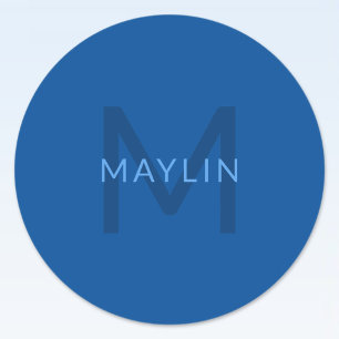 Bewerkbare Tekst Sjabloon voor Monogrammed Naam en Ronde Sticker