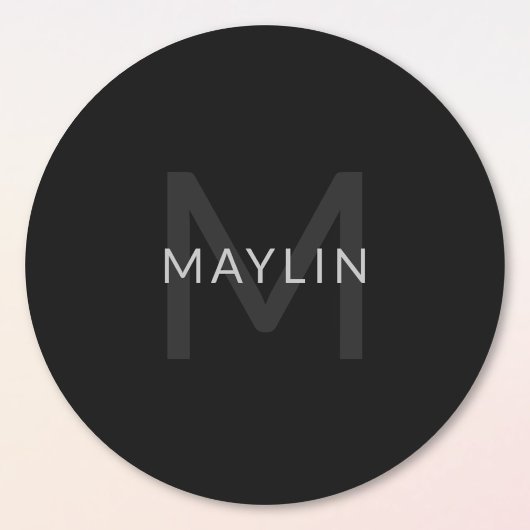 Bewerkbare Tekst Sjabloon voor Monogrammed Naam en Ronde Sticker