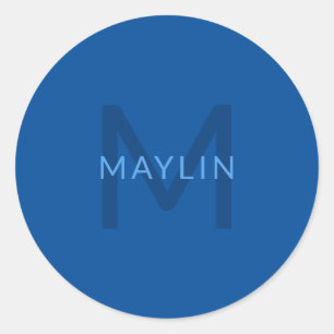 Bewerkbare Tekst Sjabloon voor Monogrammed Naam en Ronde Sticker