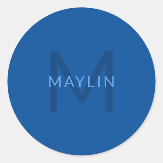 Bewerkbare Tekst Sjabloon voor Monogrammed Naam en Ronde Sticker (Voorkant)