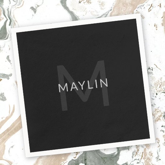 Bewerkbare Tekst Sjabloon voor Monogrammed Naam en Servet