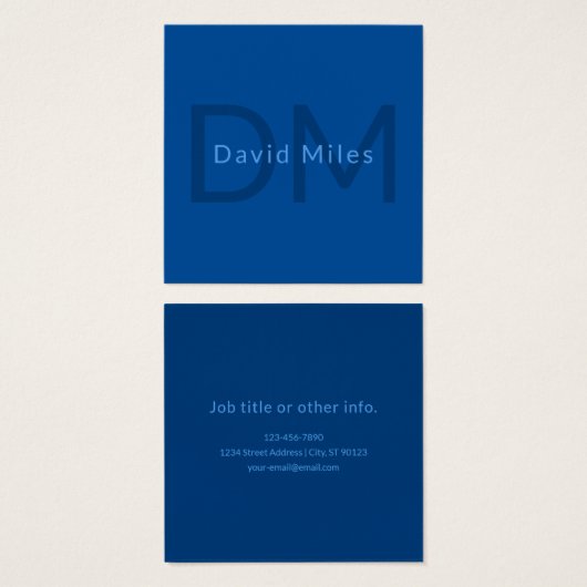 Bewerkbare Tekst Sjabloon voor Monogrammed Naam en Vierkante Visitekaartjes (Voorkant /achterkant)