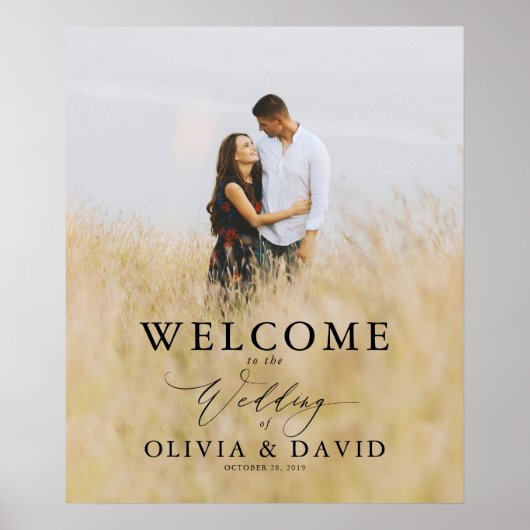 Bewerkbare tekstkleuren Modern bruiloft welkom fot Poster (Voorkant)