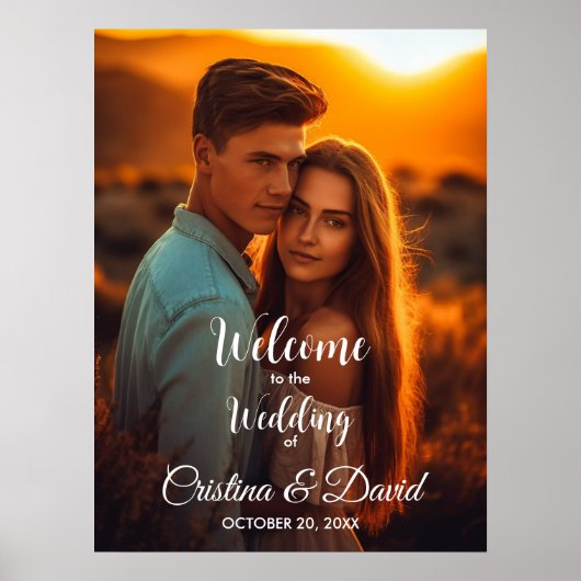 Bewerkbare tekstkleuren Modern bruiloft welkomstbo Poster (Voorkant)