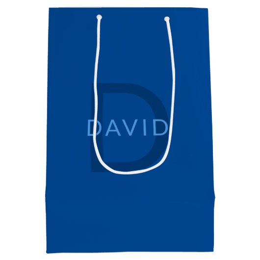 Bewerkbare tekstsjabloon voor monogramnaam enz. medium cadeauzakje (Achterkant)