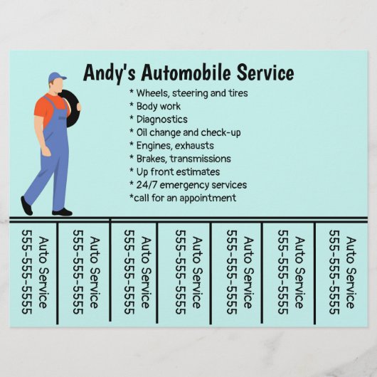 Bewerkbare telefoonnummerflyer voor de Automobile  Flyer (Voorkant)