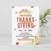 bewerkbare Thanksgiving Dinner Invitation, dankbaa Kaart (Staand voorkant)