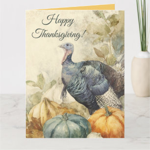 Bewerkbare Thanksgiving Turkije Pompoenen en blade Kaart