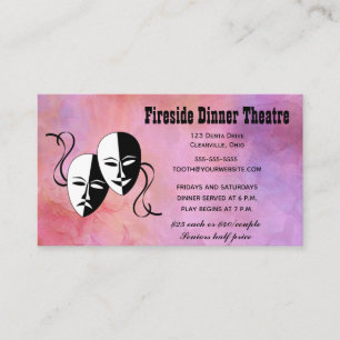 Bewerkbare theatermaskers Dinner Theatre Visitekaartje