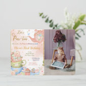 Bewerkbare theepartij foto uitnodiging (Staand voorkant)