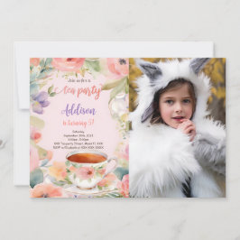 Bewerkbare Theepartij Verjaardagsfeestje Foto Kaart