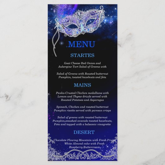 Bewerkbare thema's voor Masquerade Party-menu kaar Menu (Voorkant)