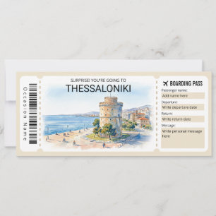 Bewerkbare Thessaloniki Reis Boarding Pass Ticket Kaart
