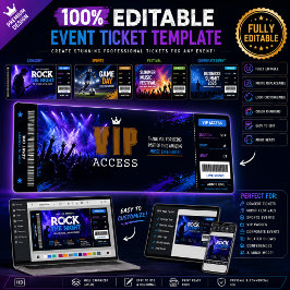 Bewerkbare Ticketuitnodiging |Concert, Evenement &