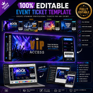 Bewerkbare Ticketuitnodiging Concert, Evenement &