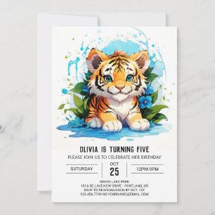 Bewerkbare Tiger Boy Verjaardag uitnodiging