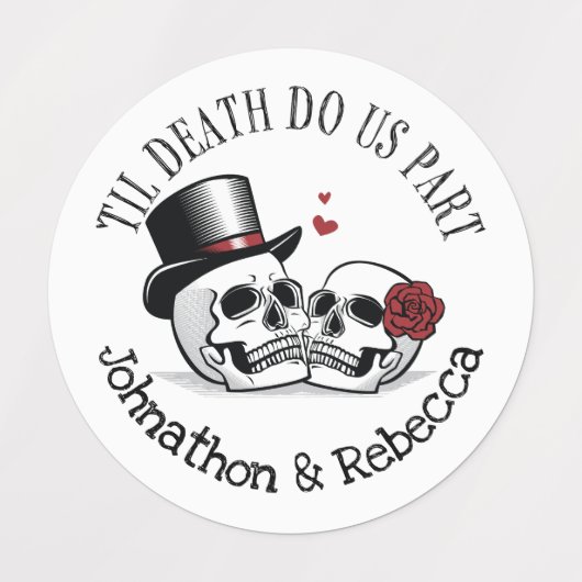 Bewerkbare Til Death Do Us Part Wedding Labels (Design 2)