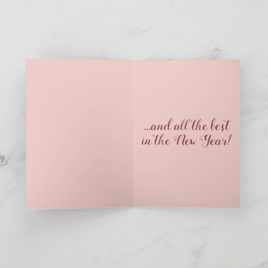 Bewerkbare tinten roze kerstversiering kaart (Binnen)