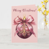 Bewerkbare tinten roze kerstversiering kaart (Gele Bloem)