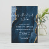 Bewerkbare tinten van blauwe uitnodiging, blauw en kaart (Staand voorkant)