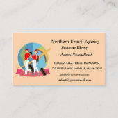 Bewerkbare toeristen met bagage reisagent visitekaartje (Voorkant)