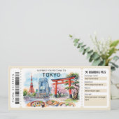 Bewerkbare Tokio Reis Instapkaart Ticket Kaart (Staand voorkant)