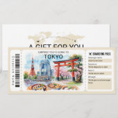 Bewerkbare Tokio Reis Instapkaart Ticket Kaart (Voorkant / Achterkant)