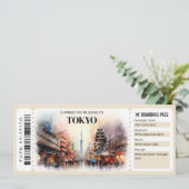 Bewerkbare Tokyo Boarding Pass Vliegticket Kaart (Staand voorkant)