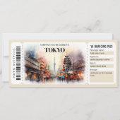 Bewerkbare Tokyo Boarding Pass Vliegticket Kaart (Voorkant)