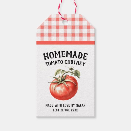Bewerkbare tomatenchutney zelfgemaakt behoud cadeaulabel (Voorkant)