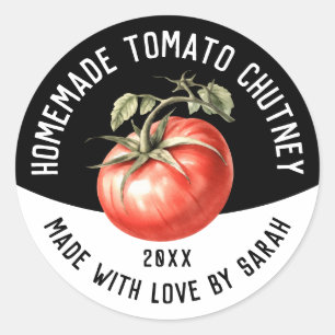 Bewerkbare tomatenchutney zelfgemaakt behoud ronde sticker