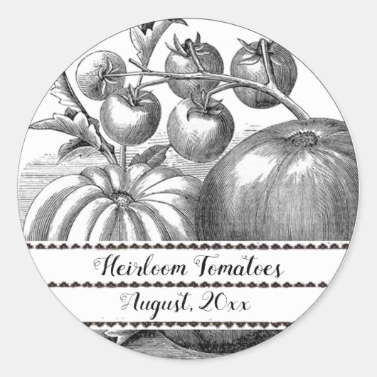 Bewerkbare  tomatenzaadlabels ronde sticker (Voorkant)