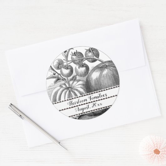 Bewerkbare  tomatenzaadlabels ronde sticker
