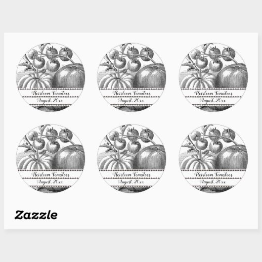 Bewerkbare  tomatenzaadlabels ronde sticker (Vel)