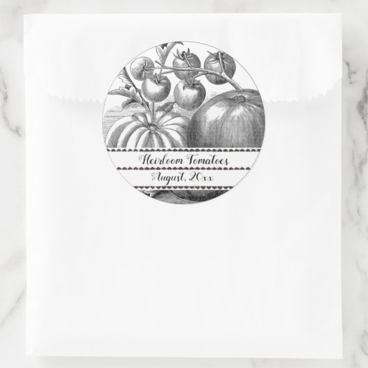 Bewerkbare  tomatenzaadlabels ronde sticker (Tas)