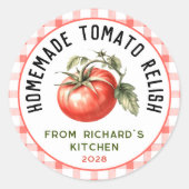 Bewerkbare Tomato Relish label aquarel tomaat (Voorkant)