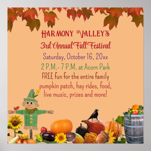 Bewerkbare Town Herfst Festival Poster (Voorkant)
