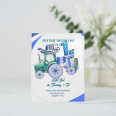 Bewerkbare Tractor Verjaardag uitnodiging, Groene  Kaart (Staand voorkant)