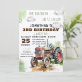BEWERKBARE tractor verjaardagsuitnodiging Kaart (Staand voorkant)