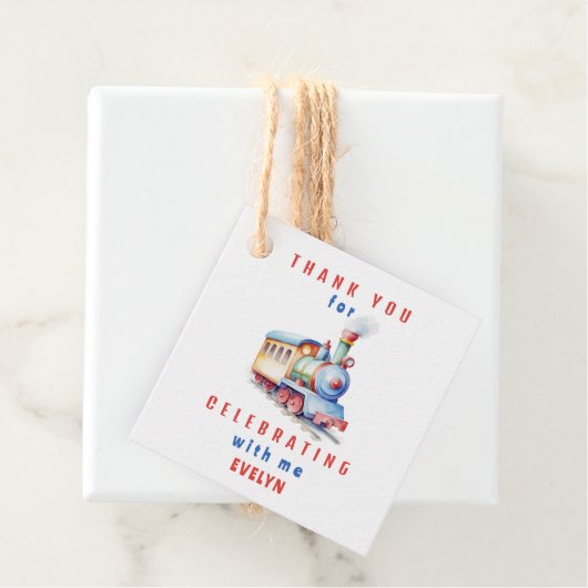 Bewerkbare Train Squared 2nd Verjaardag Dank u Lab Bedankjes Labels (In situ)