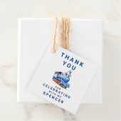 Bewerkbare Train Squared Birthday Dank u Label (In situ)