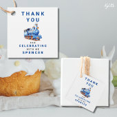 Bewerkbare Train Squared Birthday Dank u Label