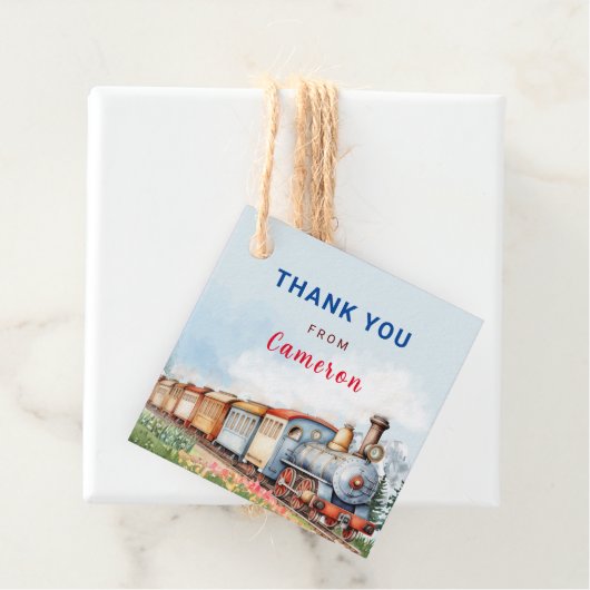 Bewerkbare Train Squared Dank u Label (In situ)