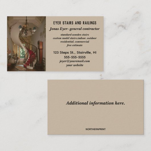 Bewerkbare trappen en leuningen visitekaartje (Voorkant / Achterkant)
