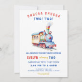 Bewerkbare trein avontuur verjaardag uitnodigen kaart (Voorkant)